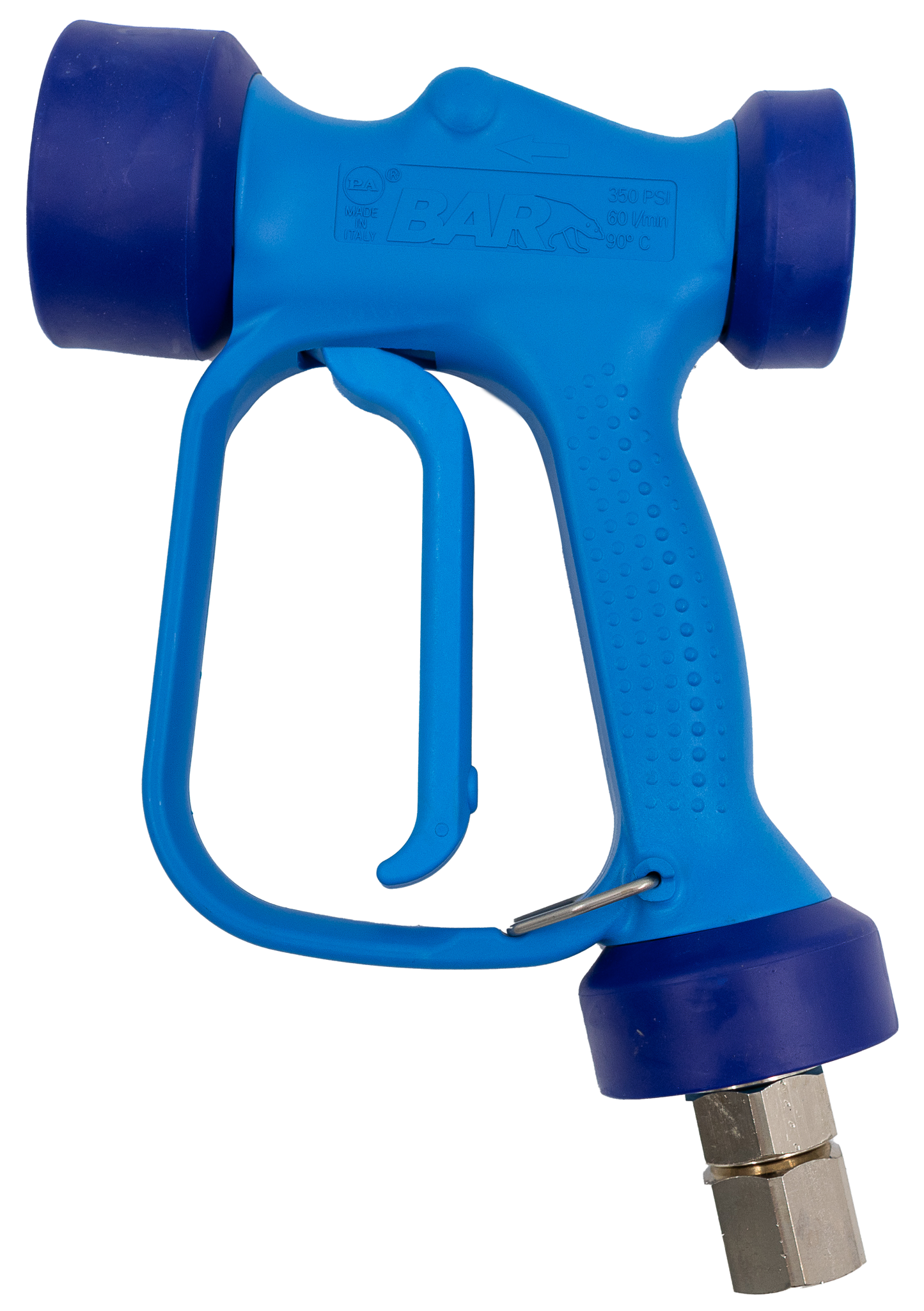 PA RB65 wash down gun, nickel plated brass with blue trigger