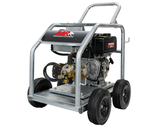 BAR 3000PSI 15LPM Yanmar Diesel Gearbox Drive Pressure Cleaner — 4 Wheel Roll Frame - BAR part number 121 BAR3010CG-YEJD