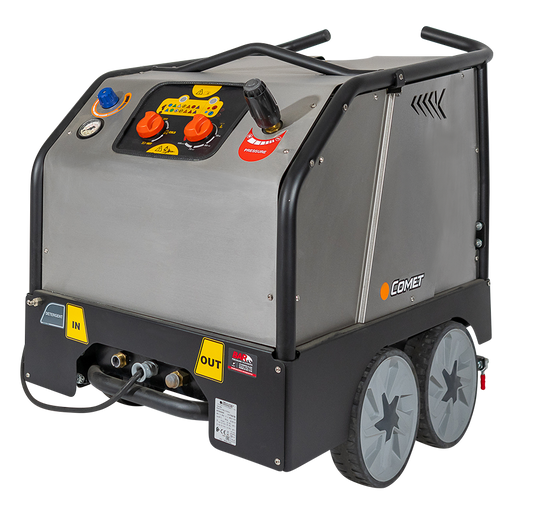 BAR Comet K Steel 2900PSI 16LPM Three Phase Hot Water Electric Pressure Cleaner - BAR part number 108 HOT20016KS