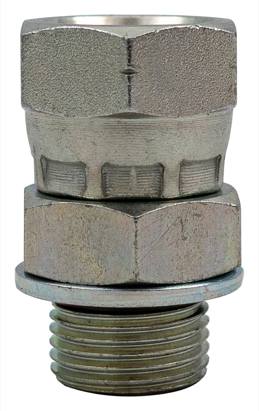 BAR Swivel Adaptor — Male-Female Steel (BSPP Male) - BAR part number 165 AAM-0606P