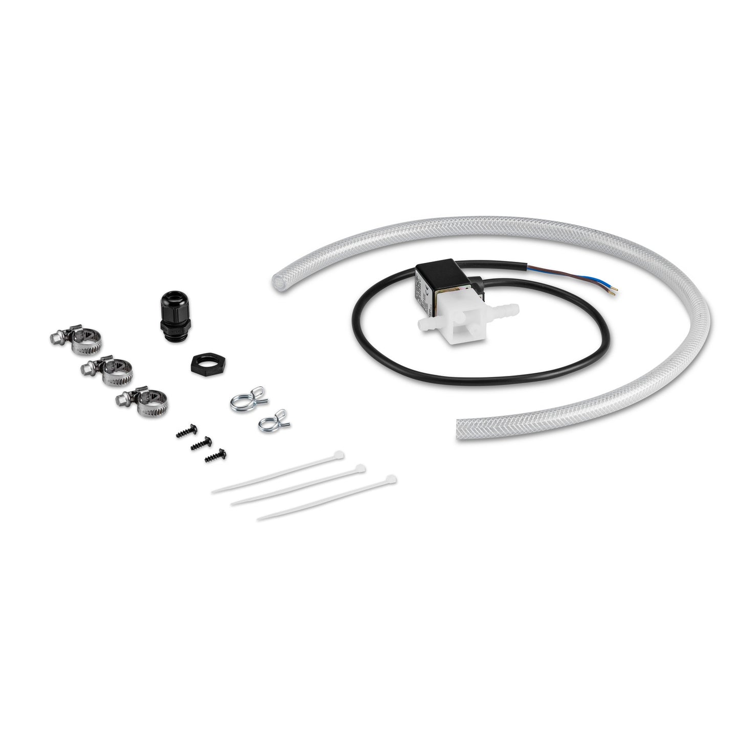 Optional: RM1 detergent kit - remote with solenoid valve + hose + clamps)