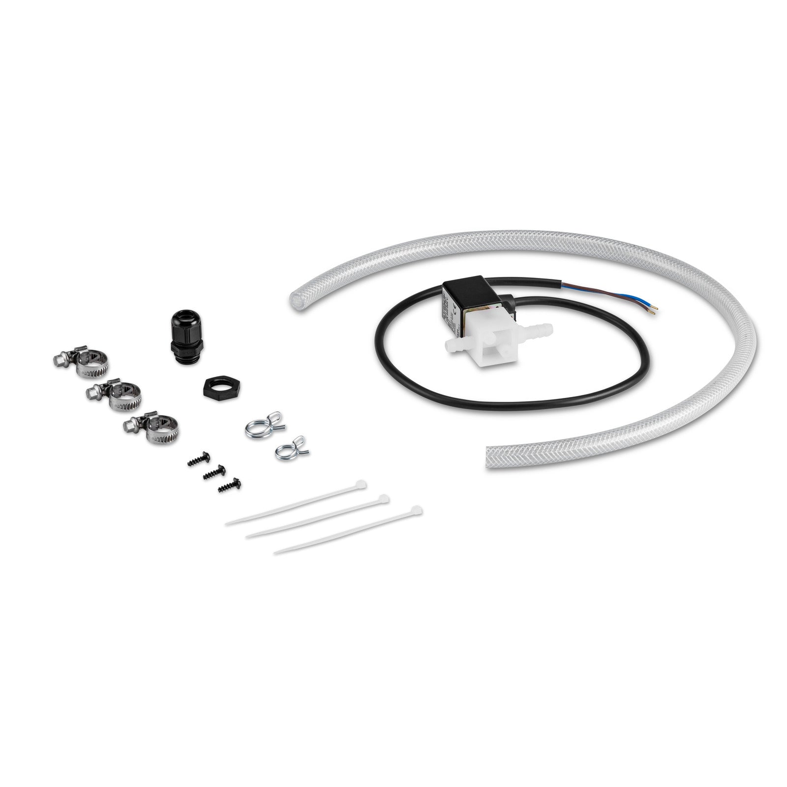 Optional: RM1 detergent kit - remote with solenoid valve + hose + clamps)