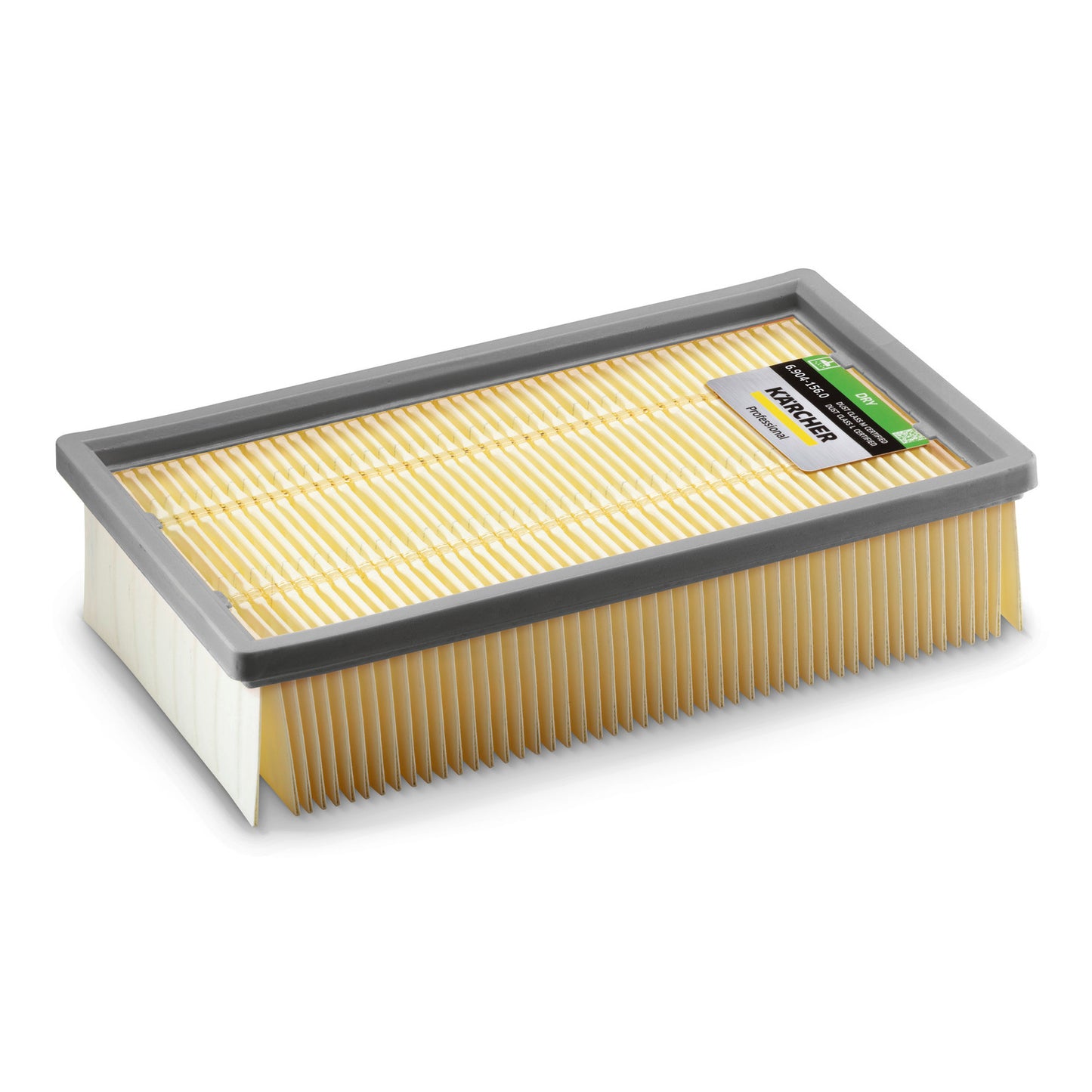 Flat-pleated filter packaged cellulose