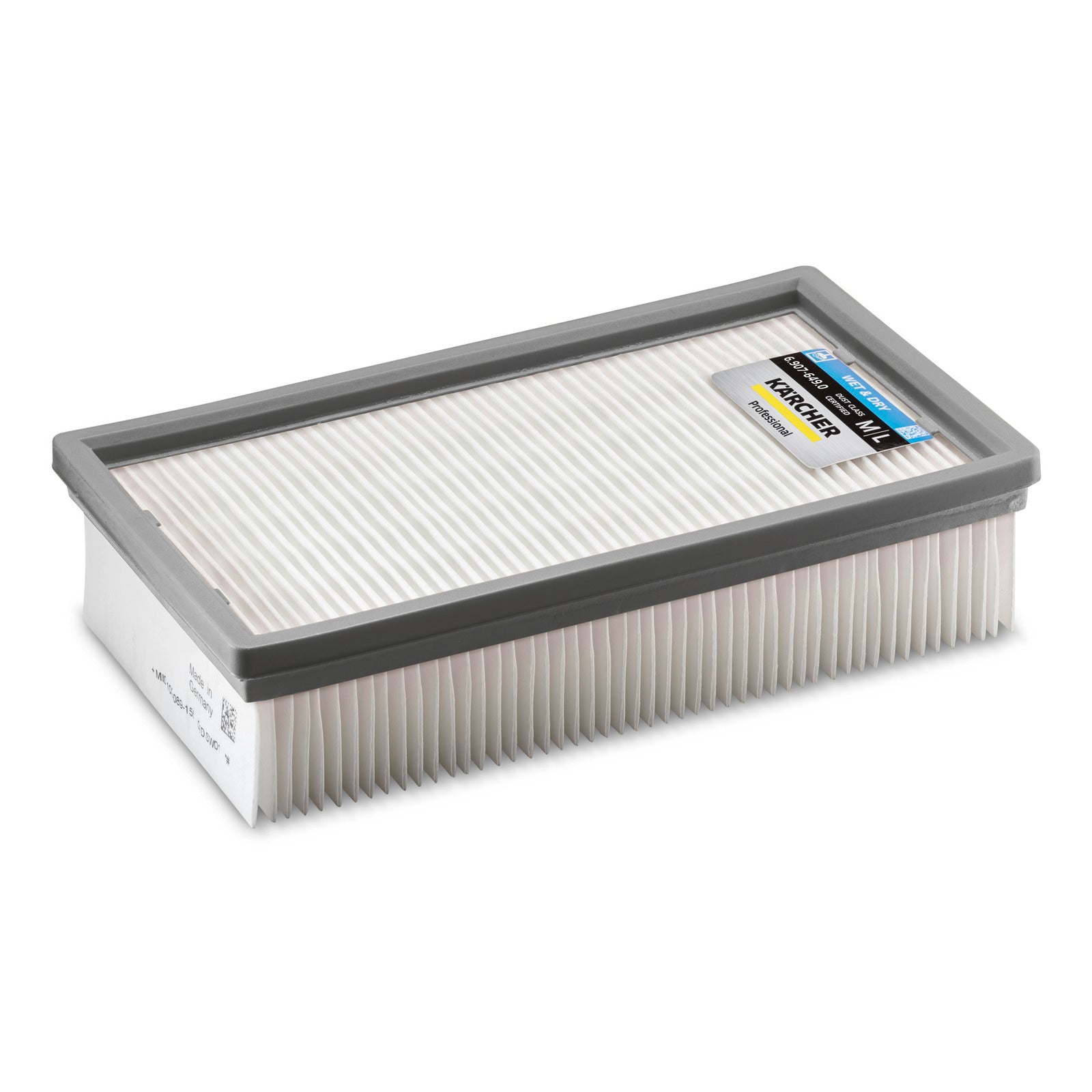 Flat-pleated filter packaged PES