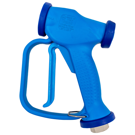 PA RB35 wash down gun — 80°C version (BAR photographs both builds together; this one has a grey trigger, EPDM seals and a stainless shaft)