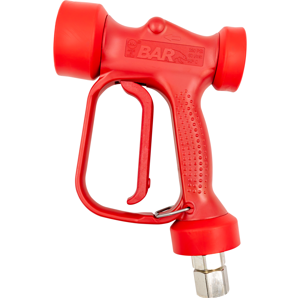 PA RB65 wash down gun with stainless steel shaft and red trigger