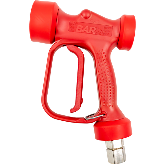 PA RB65 wash down gun with stainless steel shaft and red trigger
